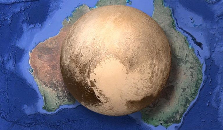 Size of Pluto compared to Australia